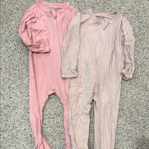 Kyte BABY Pink & Light Pink Zip Front Footed Pajama Set